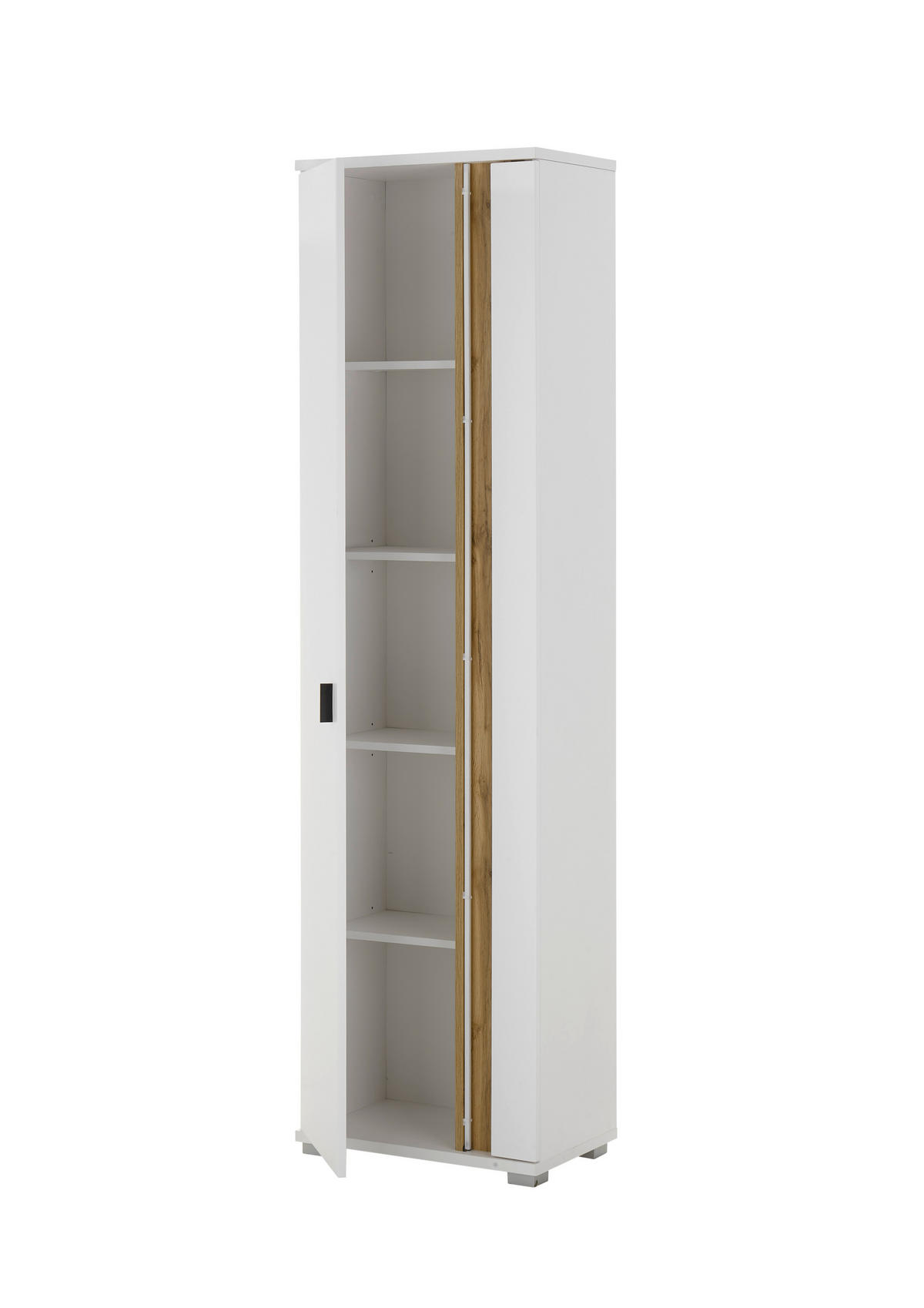 VITRINE in Weiß, Eiche Wotan  - Silberfarben/Eiche Wotan, Design, Holzwerkstoff/Kunststoff (55/200/35cm) - MID.YOU
