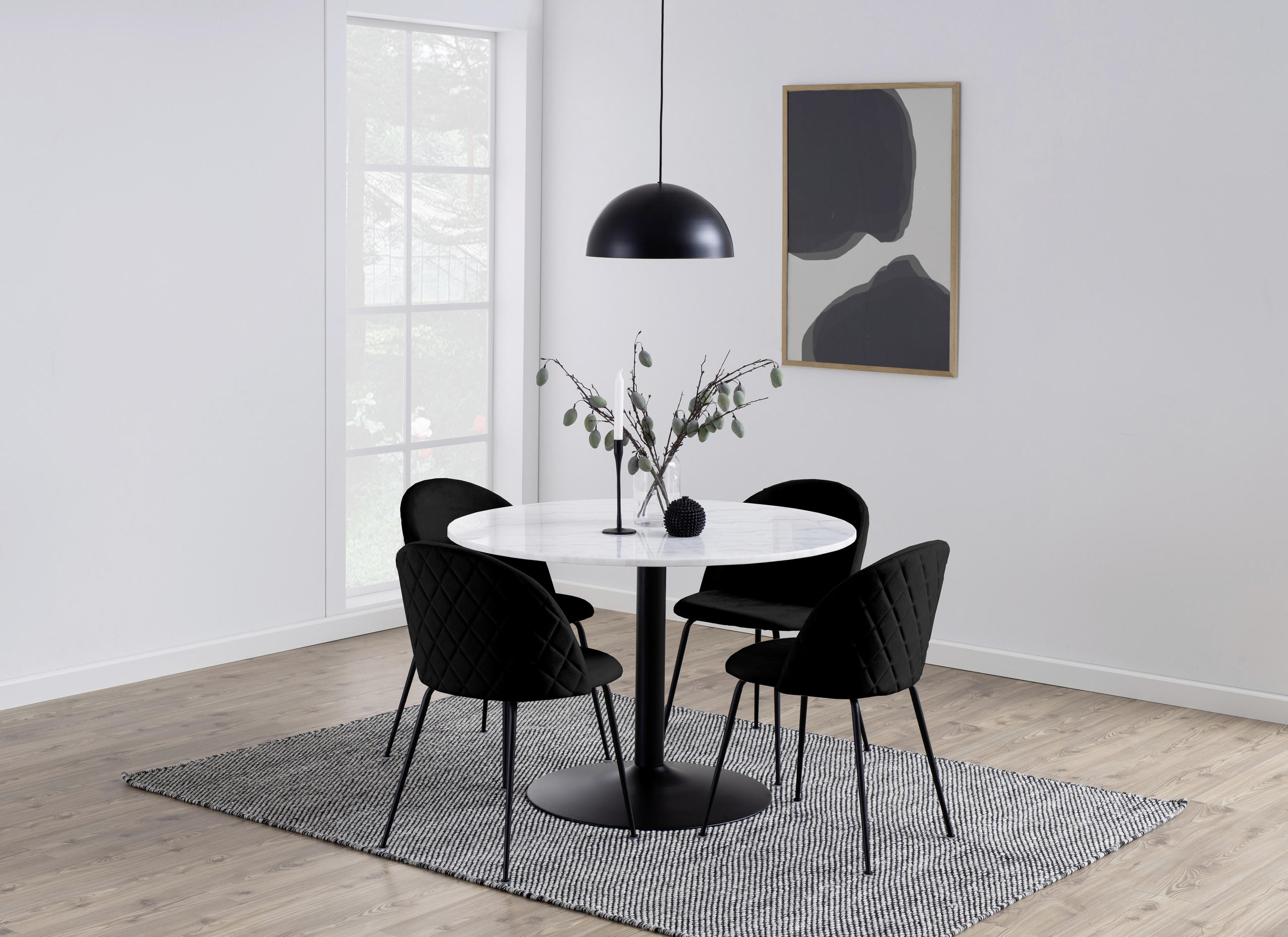 MASĂ din metal, piatră 110/110/75 cm   - alb/negru, Trend, metal/piatră (110/110/75cm) - Livetastic