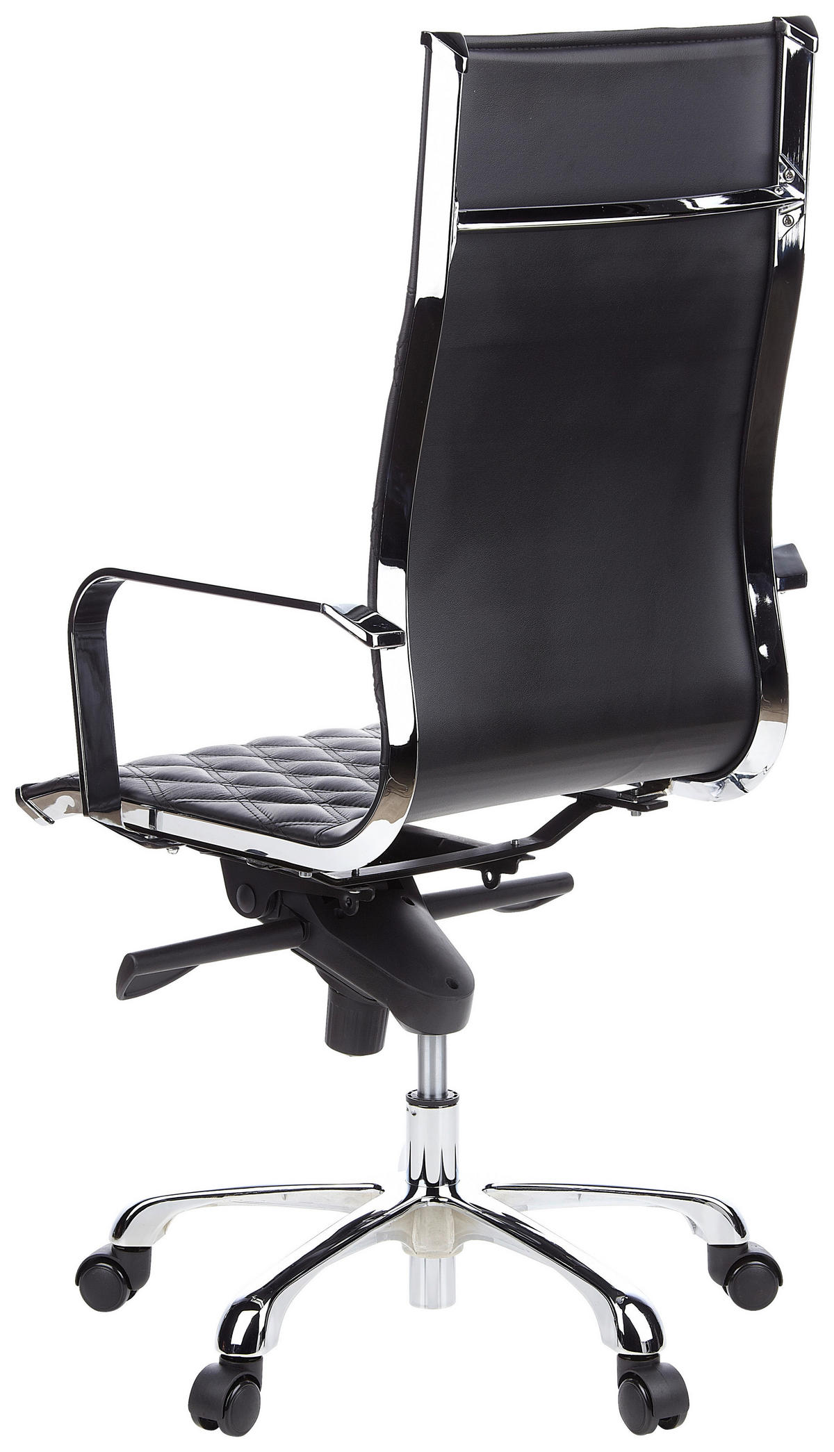 KONFERENČNI STOL usnje črna  - srebrne barve/črna, Moderno, kovina/usnje (62cm) - MID.YOU