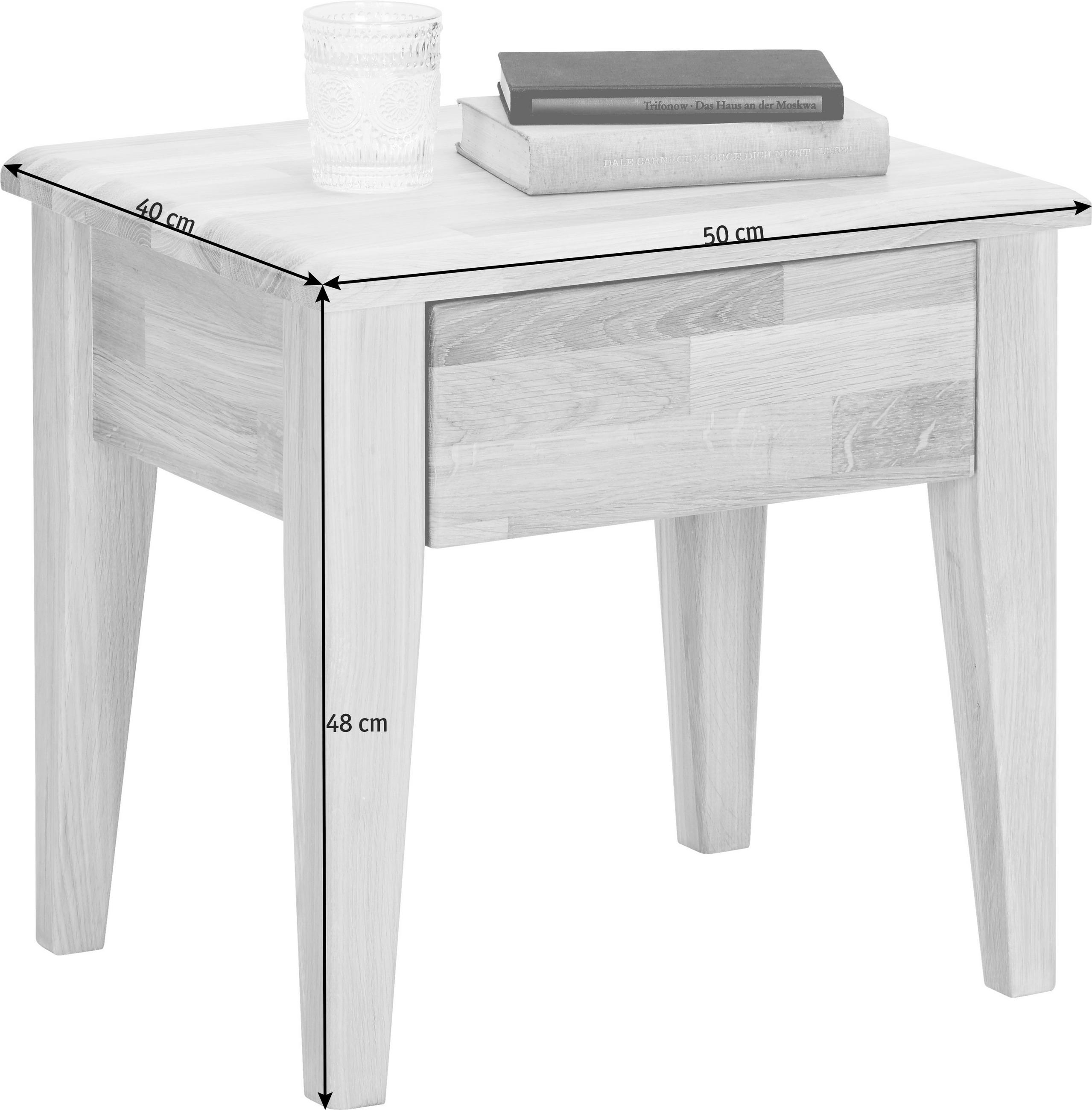 NOČNÝ STOLÍK, divý dub, farby duba, 50/48/40 cm - farby duba, Natur, drevo (50/48/40cm) - Linea Natura