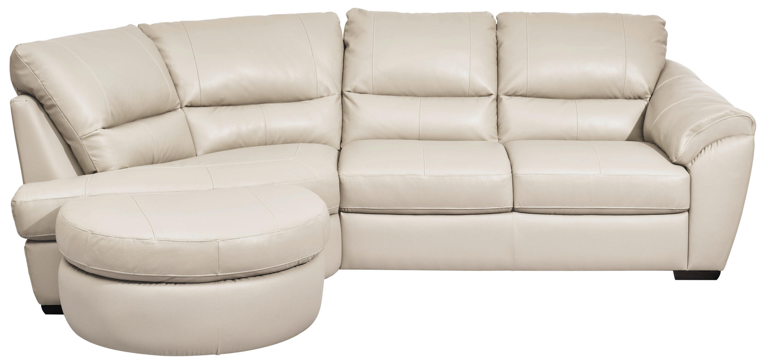 ECKSOFA in Kombination Echtleder/Lederlook Weiss  - Wengefarben/Weiss, Konventionell, Leder/Holz (194/273cm) - Livetastic