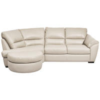 ECKSOFA in Kombination Echtleder/Lederlook Weiss  - Wengefarben/Weiss, Konventionell, Leder/Holz (194/273cm) - Livetastic