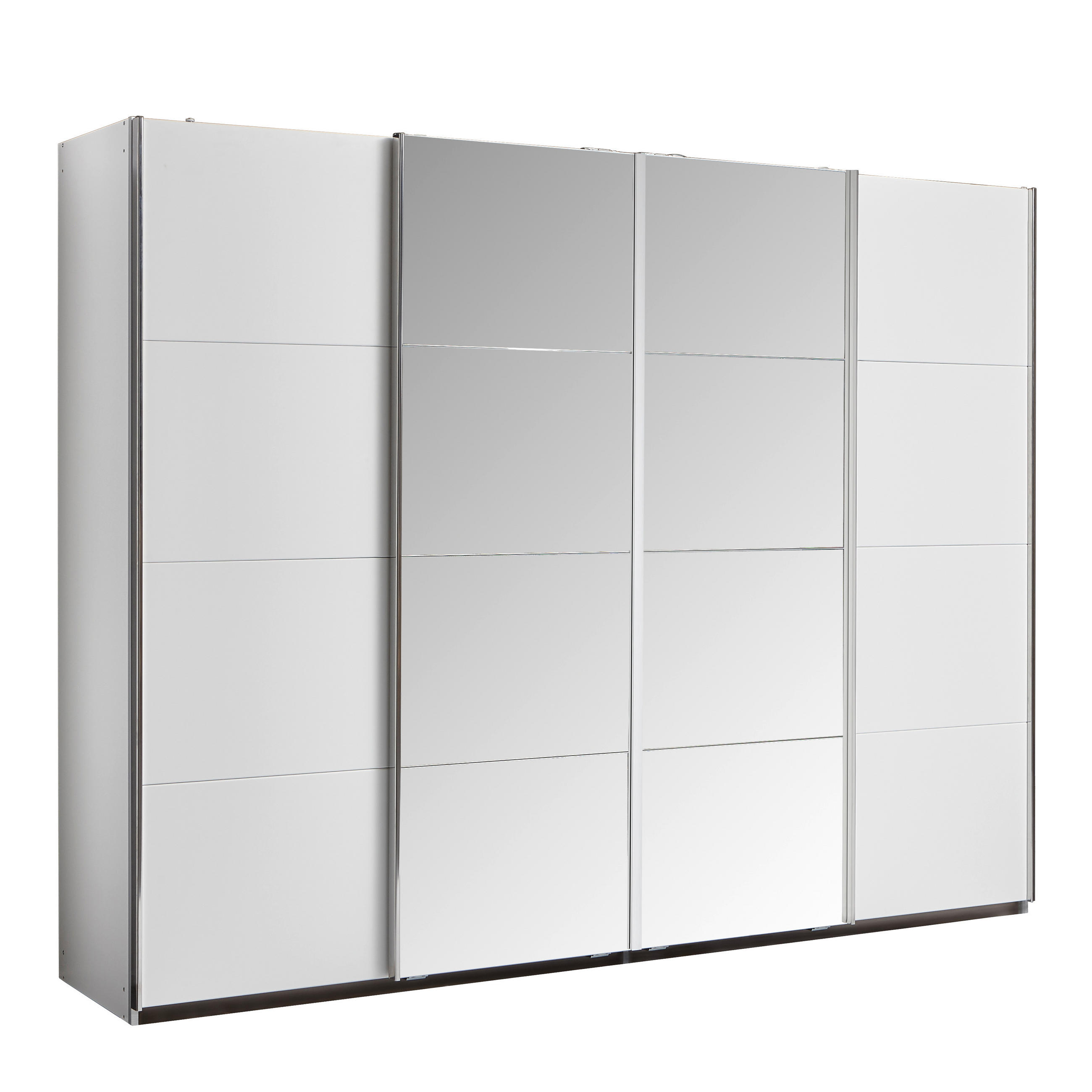 SKJUTDÖRRSGARDEROB 361/230/62 cm 4-dörrar - vit/klar, Modern, metall/trämaterial (361/230/62cm) - Rauch Möbel