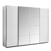 SCHIEBETÜRENSCHRANK 271/211/62 cm 4-türig Klar, Weiß  - Chromfarben/Klar, MODERN, Holzwerkstoff/Metall (271/211/62cm) - Rauch Möbel