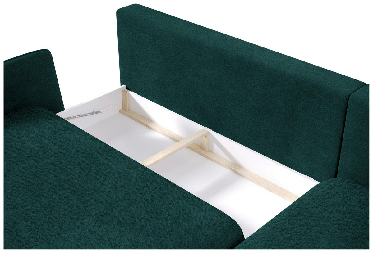 ECKSOFA in Velours Dunkelgrün  - Dunkelgrün/Schwarz, Design, Holz/Textil (260/167cm) - Welnova