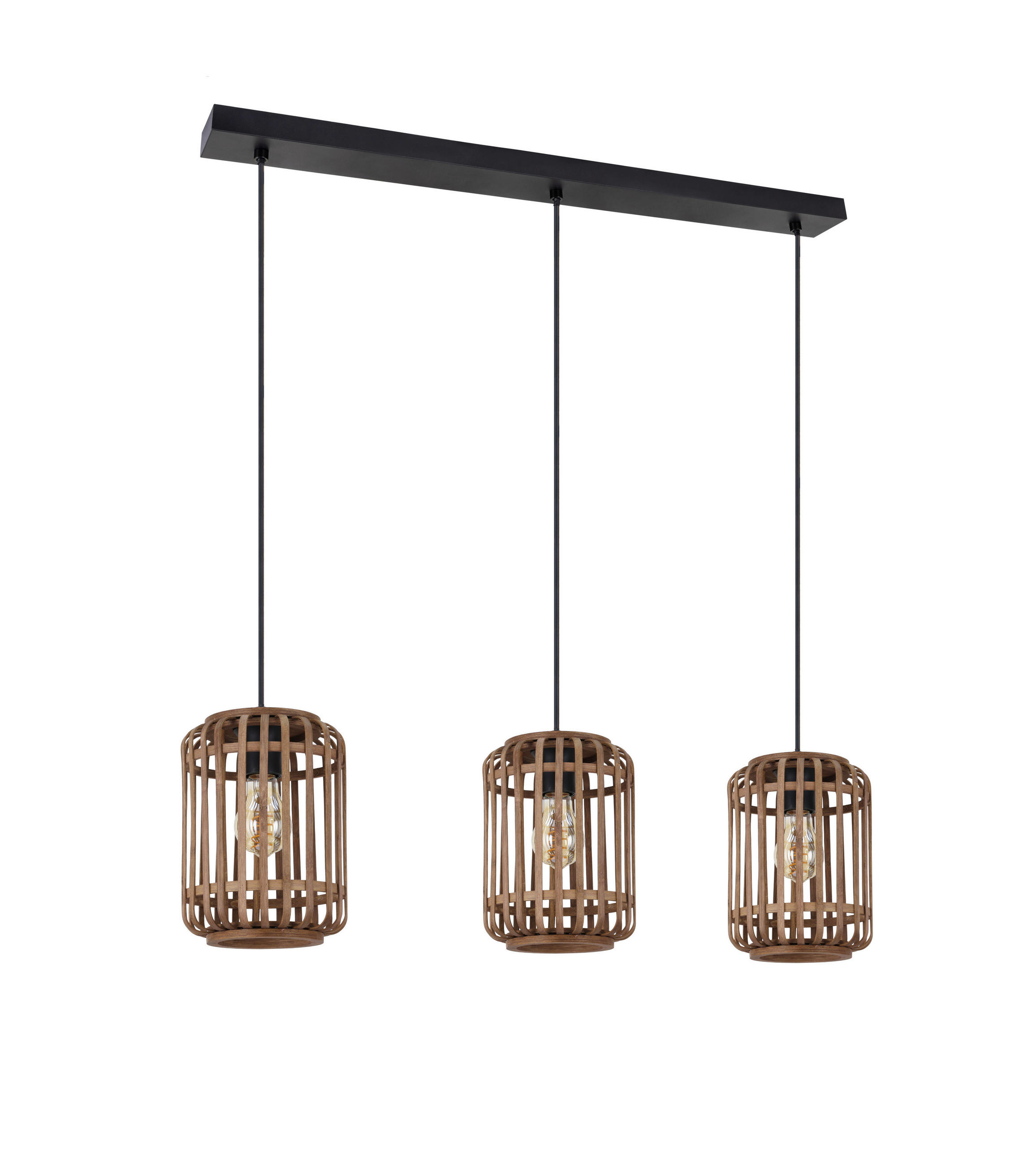 HÄNGELEUCHTE Vinkovci 77/17/120 cm  - Schwarz/Naturfarben, Design, Naturmaterialien/Metall (77/17/120cm) - Marama