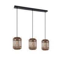 HÄNGELEUCHTE Vinkovci 77/17/120 cm  - Schwarz/Naturfarben, Design, Naturmaterialien/Metall (77/17/120cm) - Marama