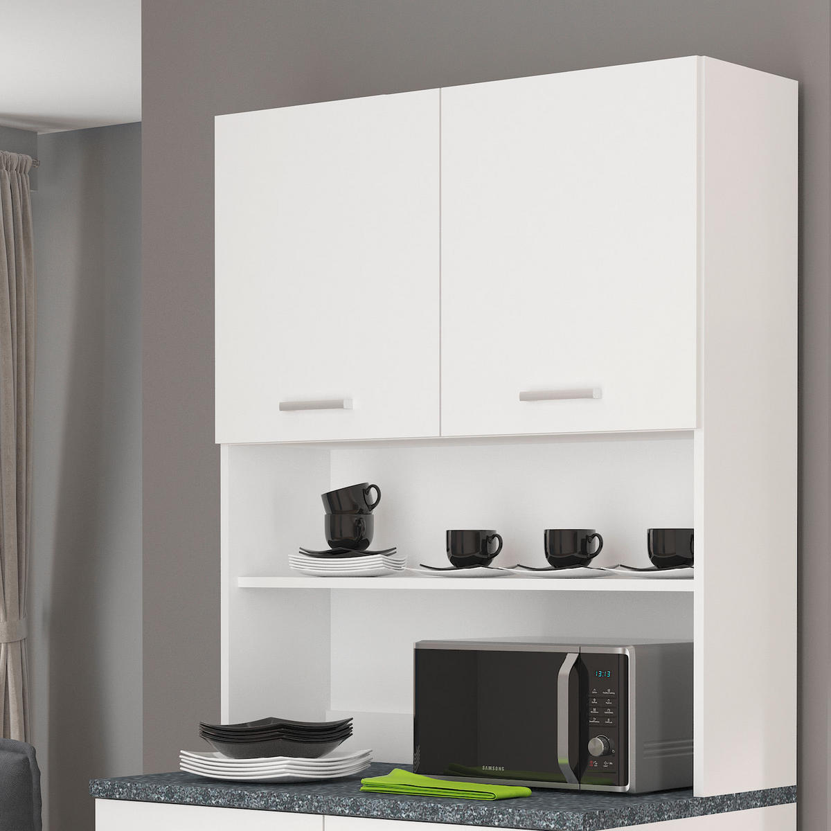 BUFFET 100/200/60 cm  in Graphitfarben, Weiß  - Silberfarben/Graphitfarben, KONVENTIONELL, Holzwerkstoff/Kunststoff (100/200/60cm) - P & B
