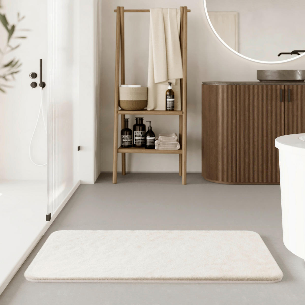 BADTEPPICH Creme, Beige 70/120 cm  - Beige/Creme, Basics, Kunststoff/Textil (70/120cm) - WECON HOME