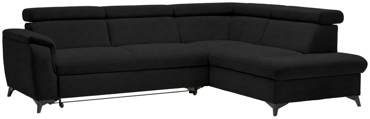 ECKSOFA in Webstoff Schwarz  - Schwarz, Design, Textil/Metall (260/203cm) - Stylife