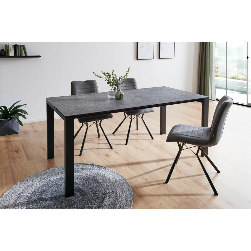 Thumbnail - Livetastic Esstisch, Schwarz, Dunkelgrau, Metall, Keramik, rechteckig, Flachrohr, 90x75x180 cm, Esszimmer, Tische, Essti...