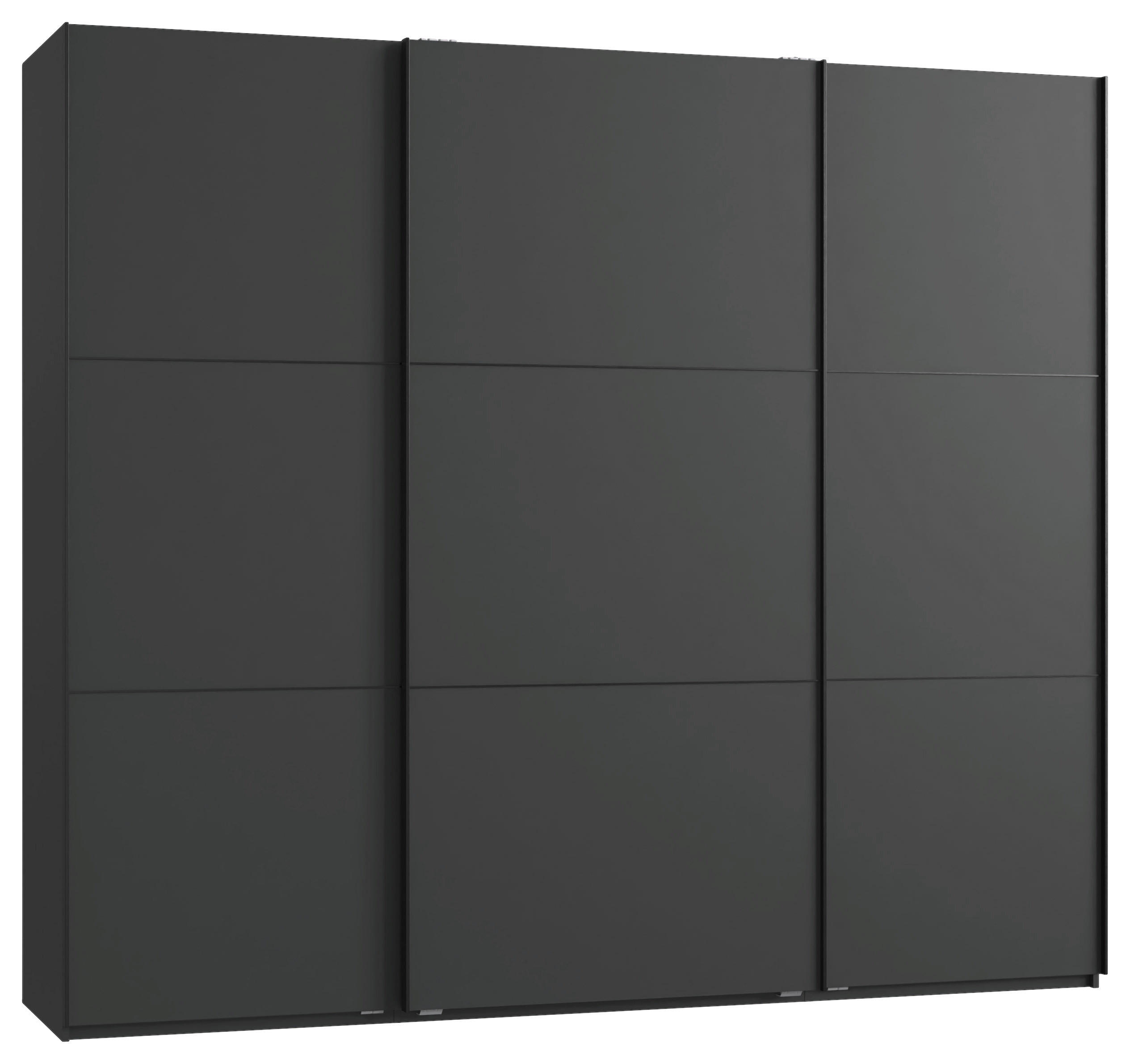 SCHWEBETÜRENSCHRANK 250/216/65 cm 3-türig Graphitfarben, Schwarz  - Schwarz/Graphitfarben, KONVENTIONELL, Holzwerkstoff/Metall (250/216/65cm) - Stylife
