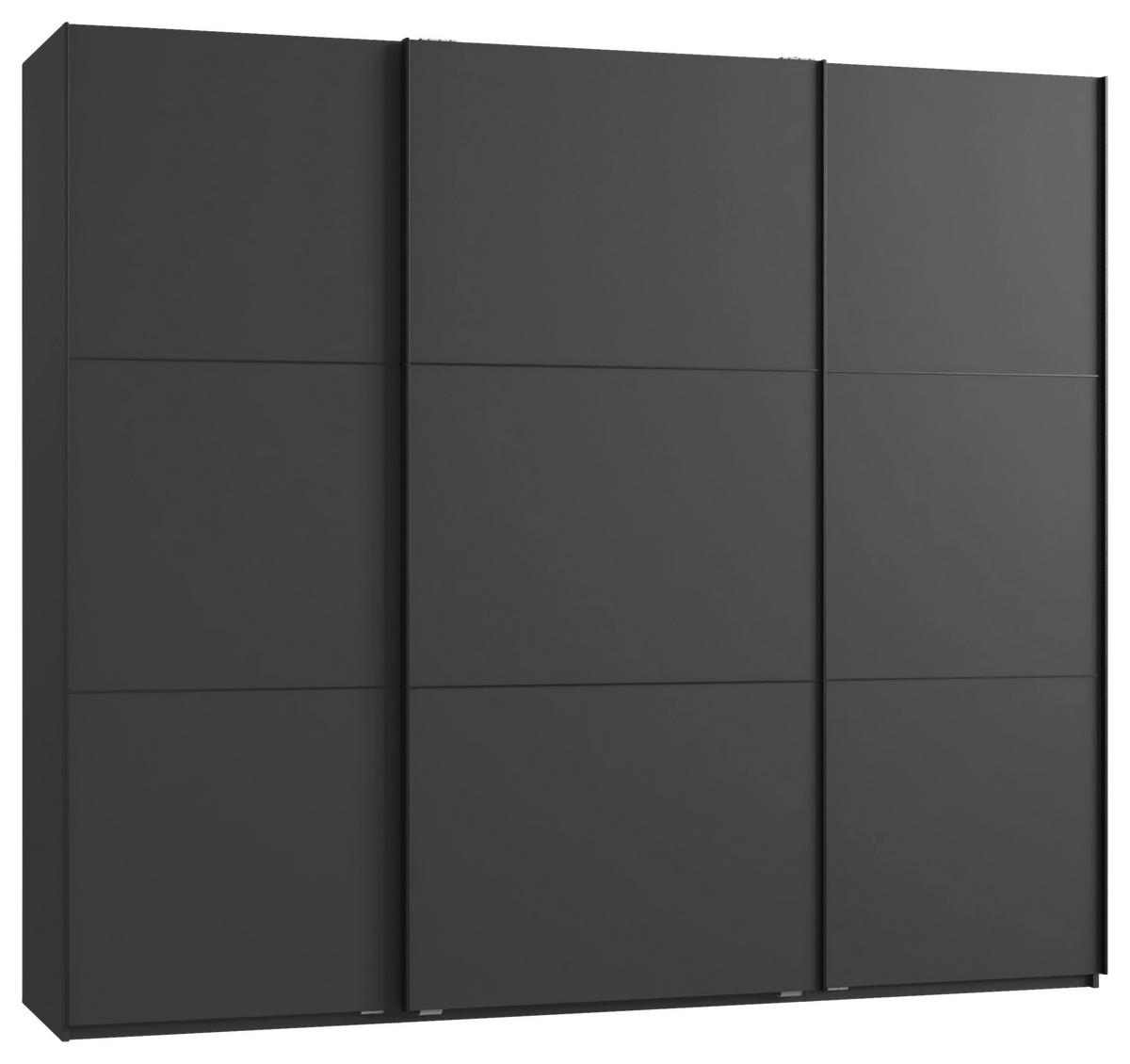 SCHWEBETÜRENSCHRANK 250/216/65 cm 3-türig Graphitfarben, Schwarz  - Schwarz/Graphitfarben, KONVENTIONELL, Holzwerkstoff/Metall (250/216/65cm) - Stylife