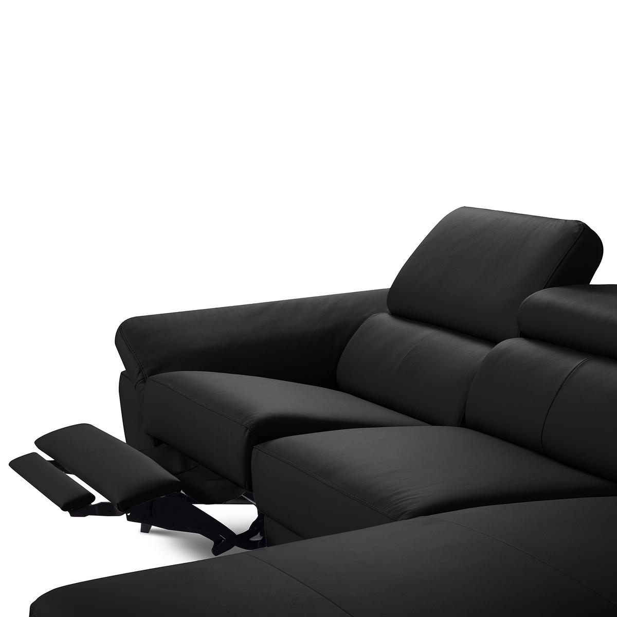 ECKSOFA  in Lederlook Echtleder Schwarz  252/179 cm  - Schwarz, Design, Leder/Textil (252/179cm) - Livetastic