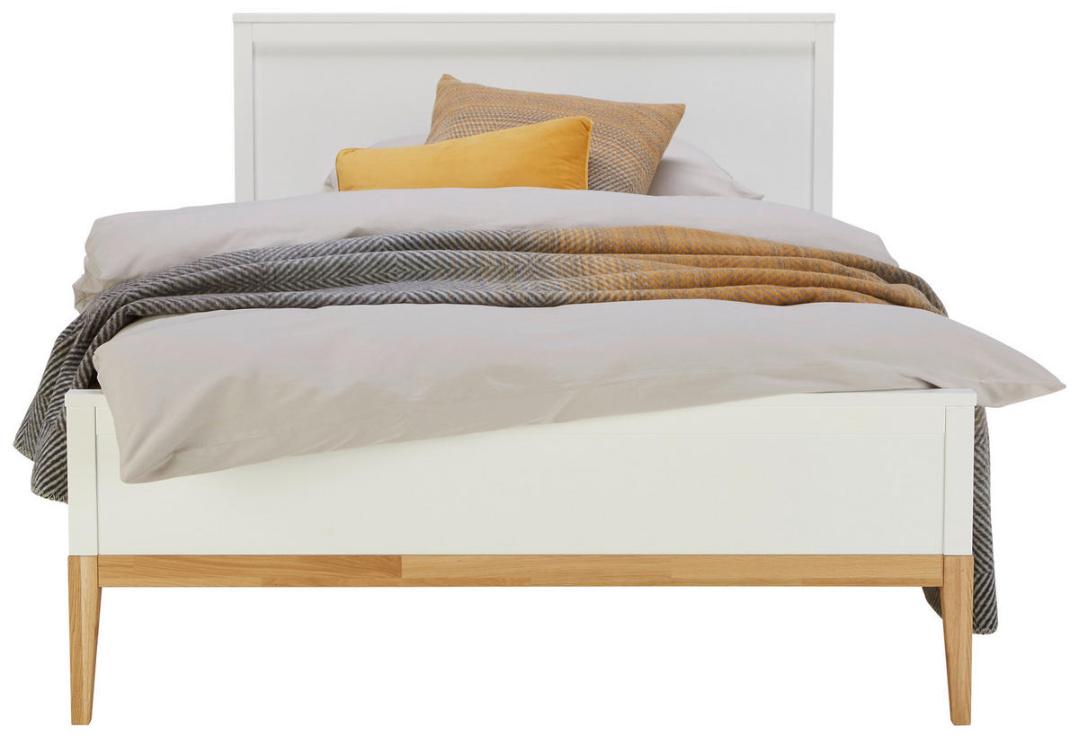 BETT Eiche massiv 120/200 cm Weiß, Eichefarben  - Eichefarben/Weiß, LIFESTYLE, Holz (120/200cm) - Stylife