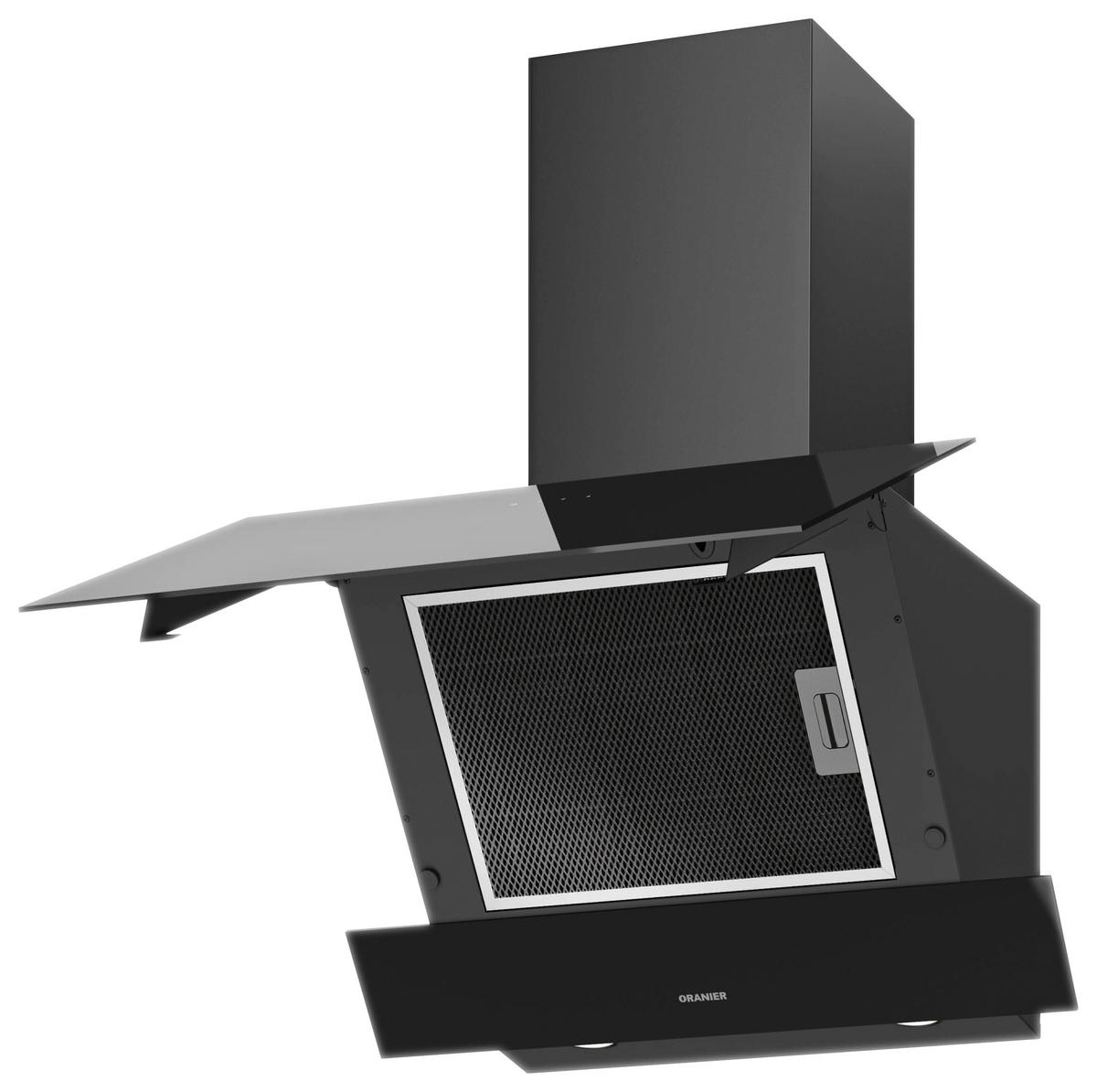 DUNSTABZUGSHAUBE MIRAN60S1  - Schwarz, Design, Glas/Metall (59,6/76,7-115,2/39,2cm) - Oranier
