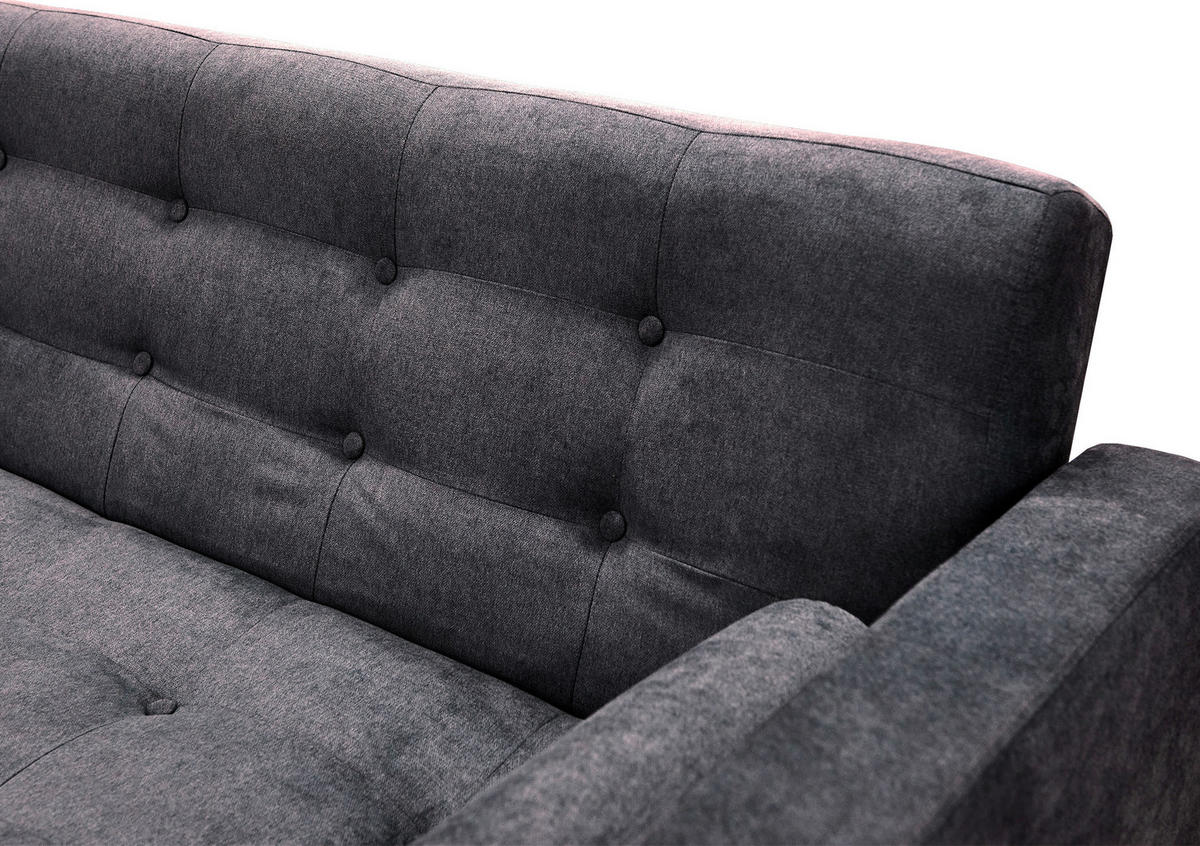 SCHLAFSOFA in Mikrofaser Dunkelgrau  - Dunkelgrau/Schwarz, Design, Textil/Metall (223/89/86cm) - P & B