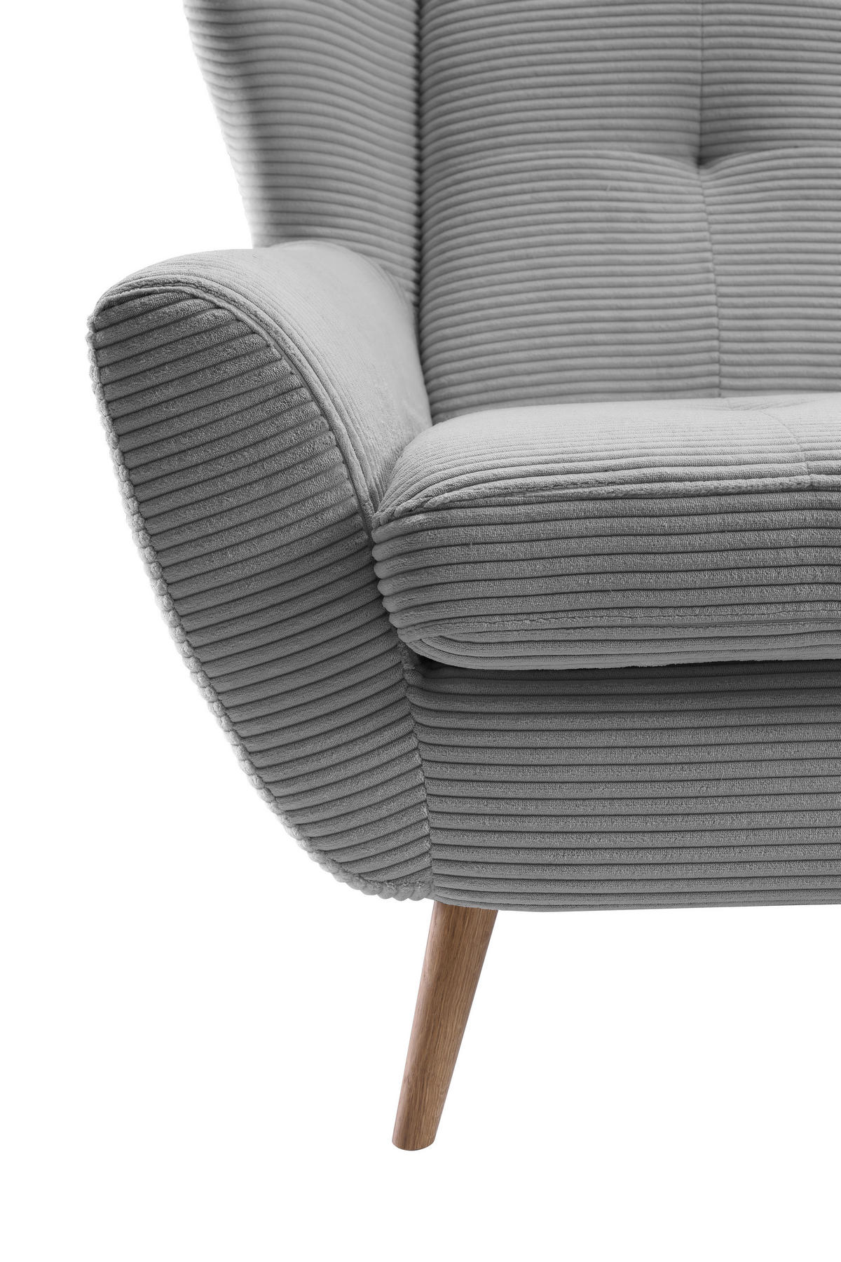 3-SITZER-SOFA Cord Grau  - Eichefarben/Grau, Design, Holz/Textil (190/102/90cm) - Stylife