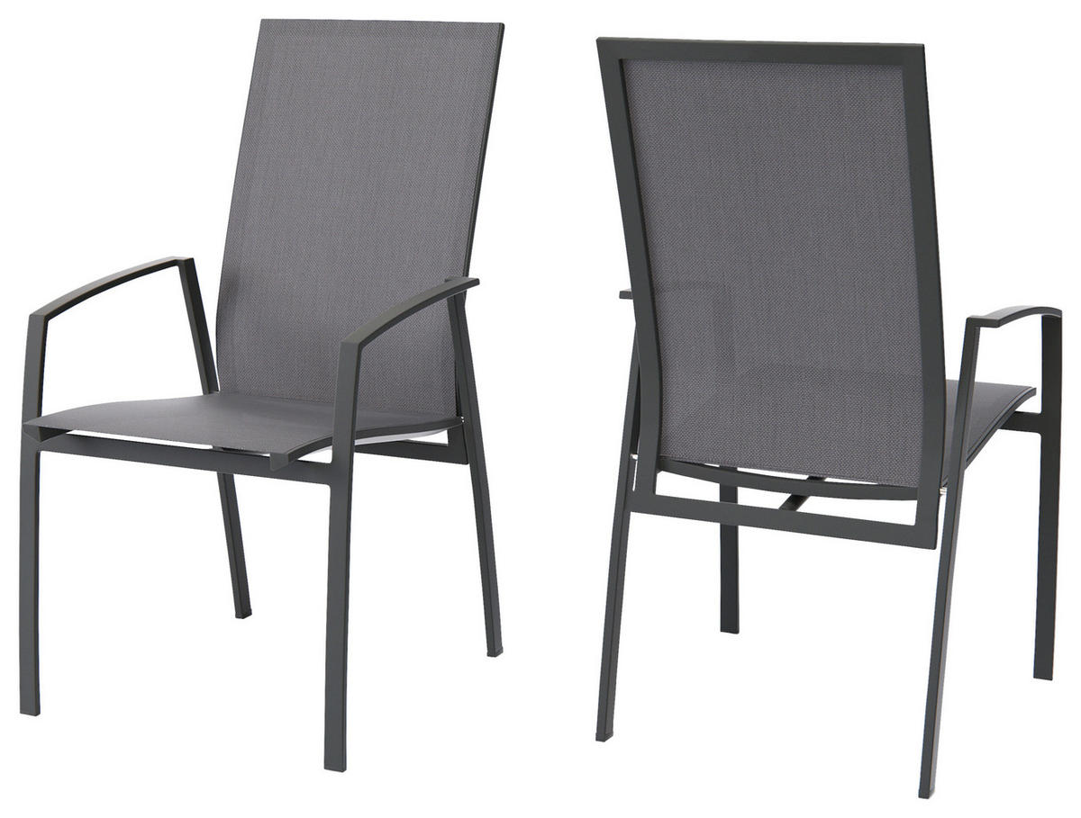 STAPELSESSEL Metall, Textil Anthrazit, Schwarz  - Anthrazit/Schwarz, Design, Textil/Metall (57/112/68cm)