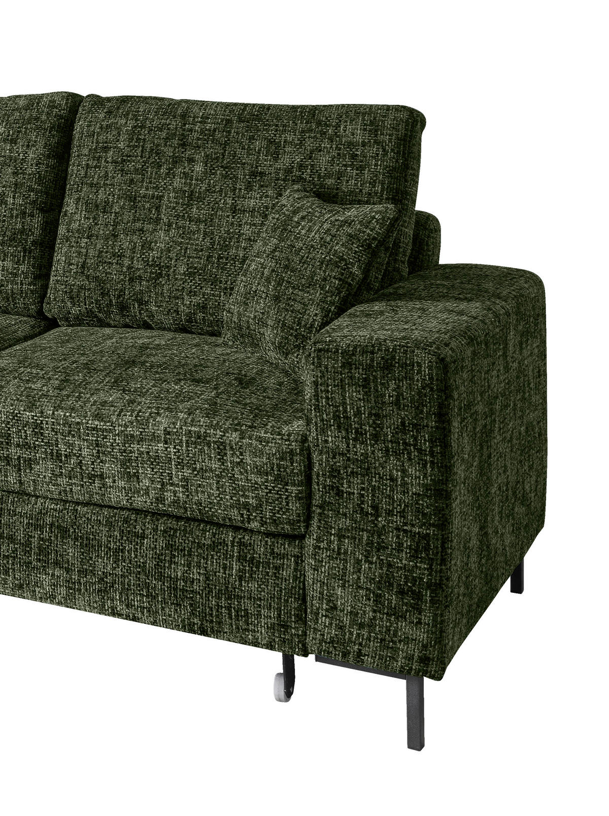 ECKSCHLAFSOFA  mit Rücken echt Struktur Dunkelgrün  - Dunkelgrün/Schwarz, KONVENTIONELL, Textil/Metall (143/237cm) - Livetastic