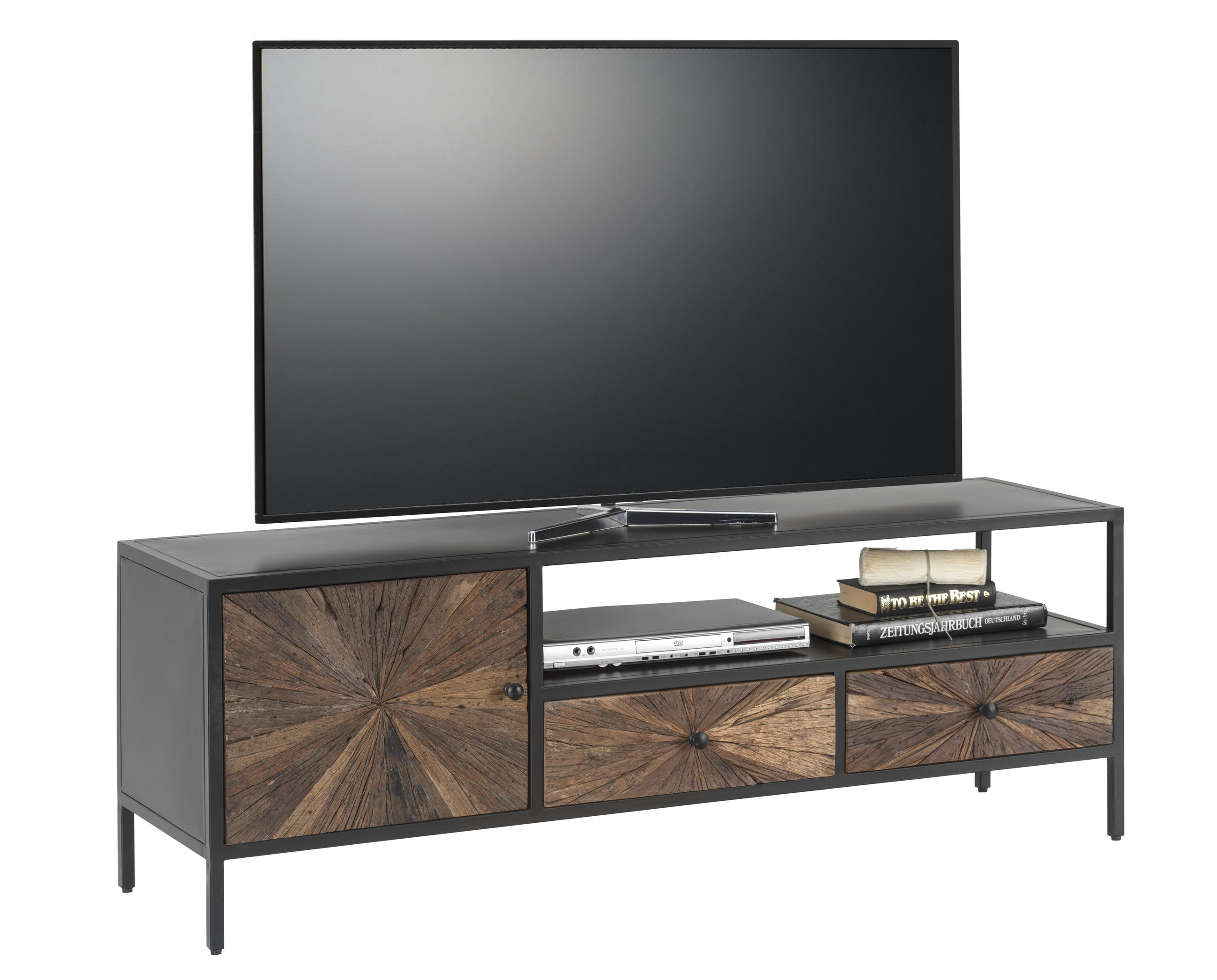 TV-SZEKRÉNY 145/50/40 cm  - barna/fekete, Trend, fém/fa (145/50/40cm) - Landscape