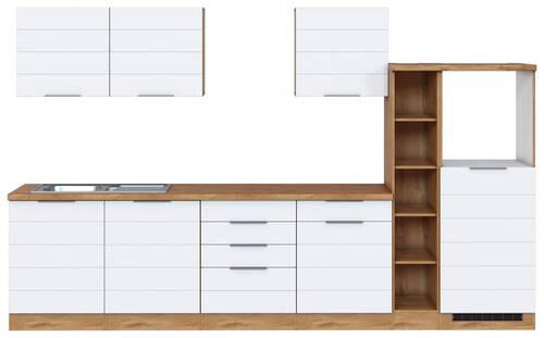 KÜCHENLEERBLOCK 330 cm   in Weiss, Eiche Wotan  - Weiss/Eiche Wotan, Design, Holzwerkstoff/Metall (330cm) - Held