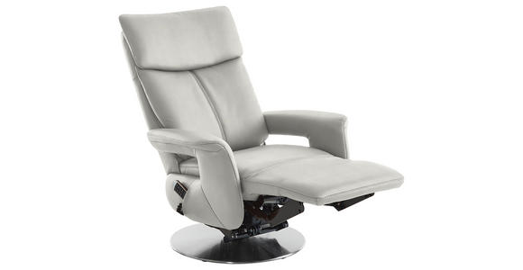 RELAXSESSEL in Leder Weiß - Edelstahlfarben/Weiß, Design, Leder/Metall (78/112/85cm) - Cantus