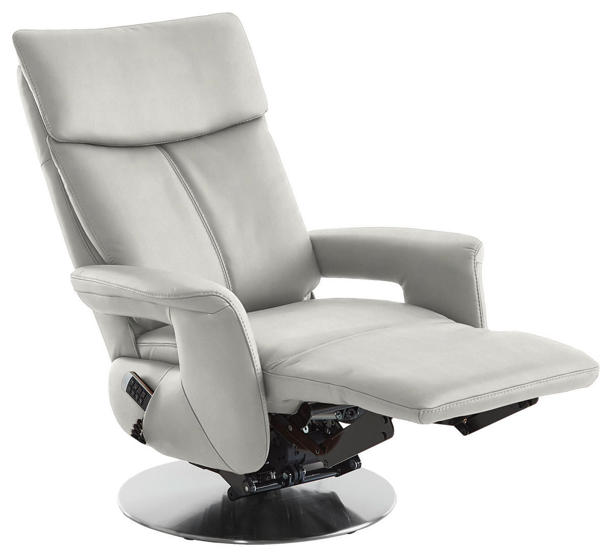 RELAXSESSEL in Leder Weiss  - Weiss/Edelstahlfarben, Design, Leder/Metall (78/112/85cm) - Cantus