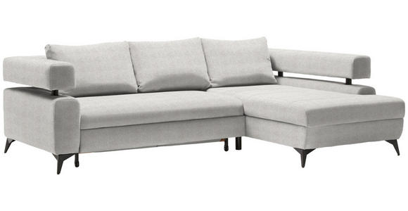 ECKSOFA Creme Chenille  - Creme/Schwarz, KONVENTIONELL, Textil/Metall (265/184cm) - Hom`in