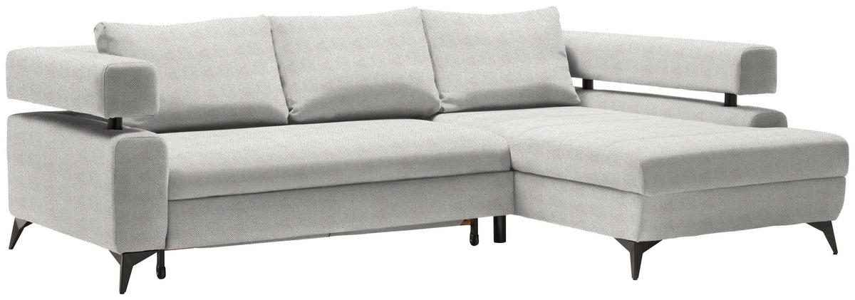 ECKSOFA in Chenille Creme  - Creme/Schwarz, Konventionell, Textil/Metall (265/184cm) - Hom`in