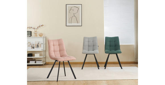 STUHL  Stoffauswahl Leinenoptik  - Schwarz/Rosa, Design, Textil/Metall (47/86/61cm) - Xora