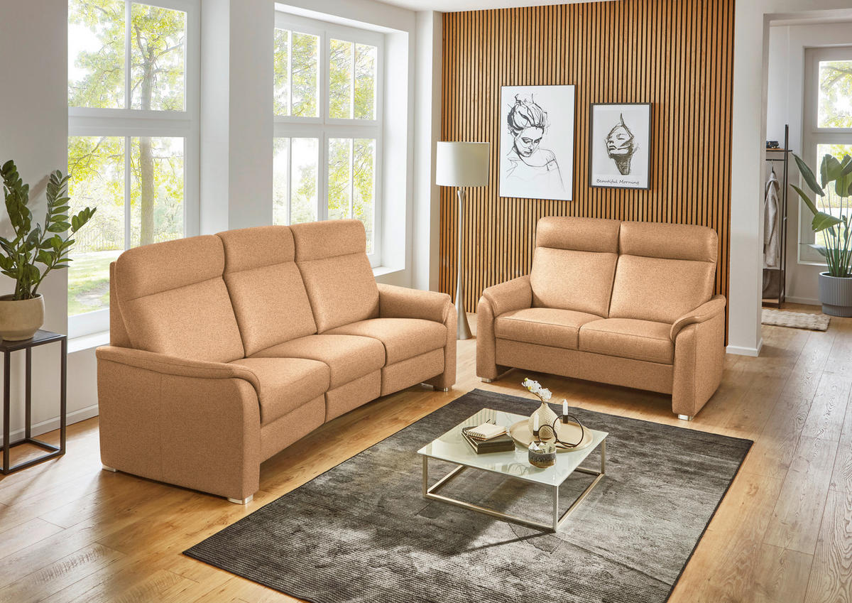 SITZGARNITUR  in Flachgewebe Gelb  - Gelb/Alufarben, KONVENTIONELL, Textil/Metall (218/156/107/103/95cm) - Beldomo Comfort