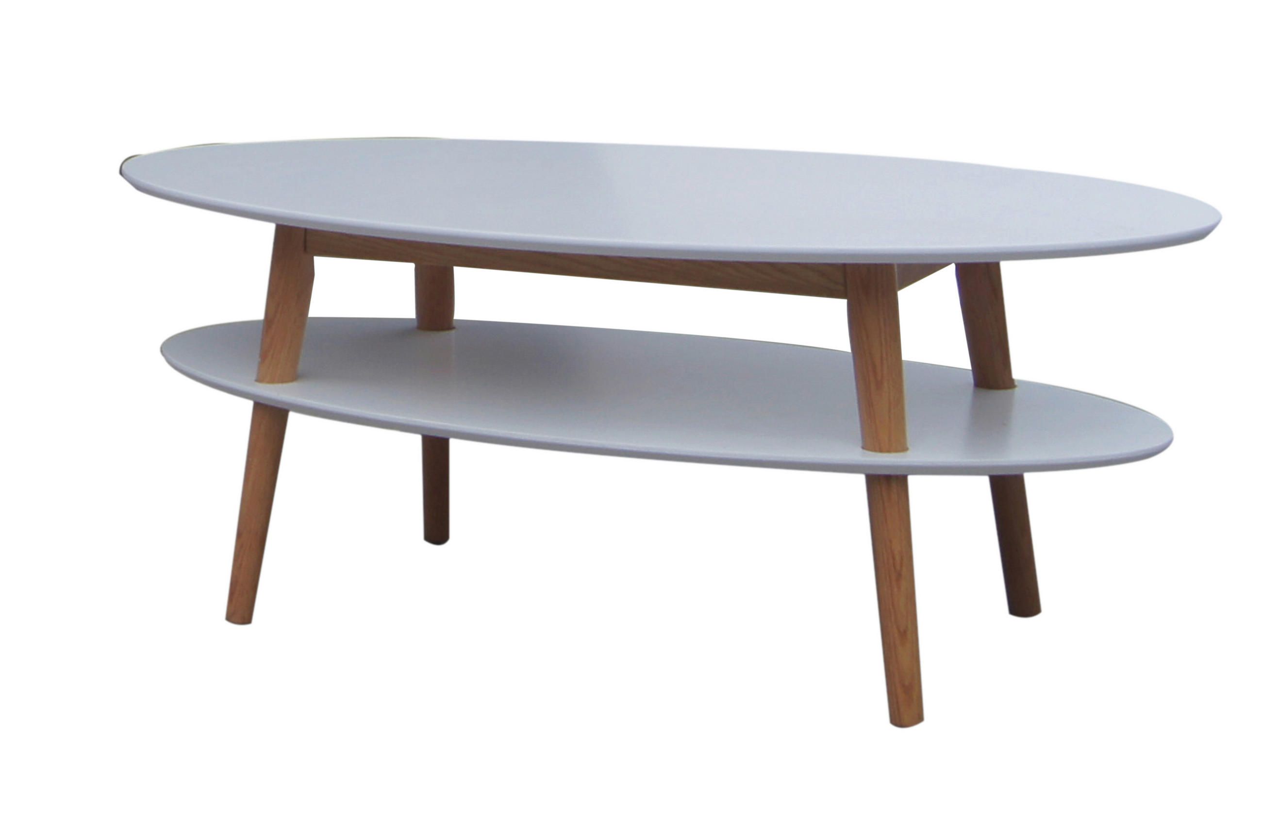 COUCHTISCH Eiche massiv 110/60/42 cm oval Weiß, Eichefarben  - Eichefarben/Naturfarben, MODERN, Holz/Holzwerkstoff (110/60/42cm) - home24