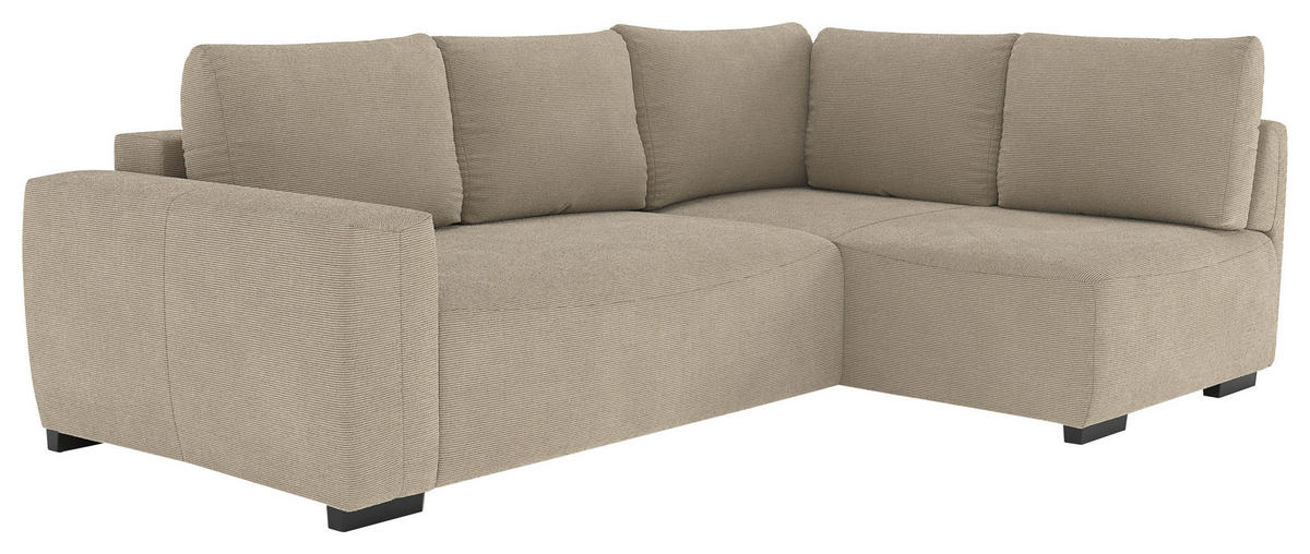 ECKSOFA  in Cord Braun  - Schwarz/Braun, Trend, Kunststoff/Textil (252/170cm) - MID.YOU