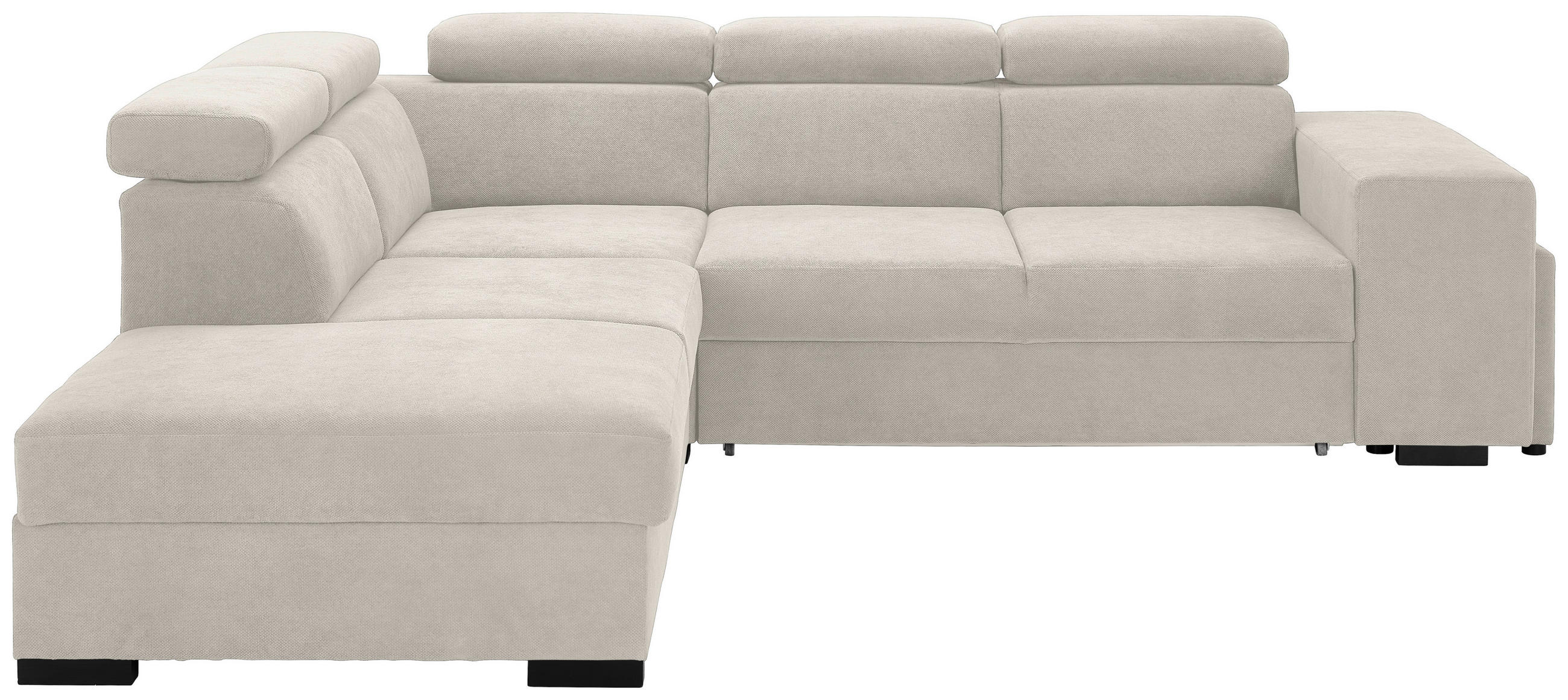 ECKSOFA Creme Webstoff  - Creme/Schwarz, KONVENTIONELL, Holz/Textil (244/283cm) - Carryhome