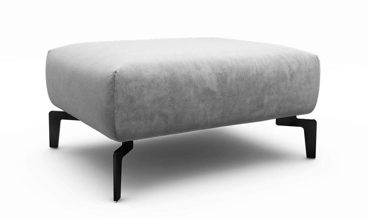 HOCKER Samt Hellgrau  - Hellgrau/Schwarz, Design, Textil/Metall (90/70/46cm) - SENSOO