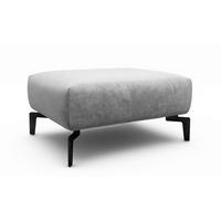 HOCKER Samt Hellgrau  - Hellgrau/Schwarz, Design, Textil/Metall (90/70/46cm) - SENSOO