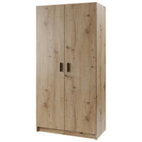 ŠATNÍ SKŘÍŇ S OTOČNÝMI DVEŘMI, dub artisan, 94,4/190/52,1 cm - černá/dub artisan, Konvenční, kompozitní dřevo/plast (94,4/190/52,1cm) - Cantus