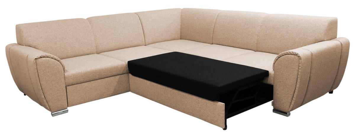 ECKSOFA in Flachgewebe Beige  266/266 cm  - Beige/Silberfarben, Design, Kunststoff/Textil (266/266cm) - Livetastic
