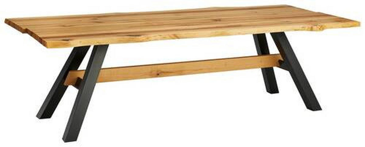 ESSTISCH in Holz 220/100/76 cm  - Eichefarben/Schwarz, Design, Holz/Metall (220/100/76cm) - Linea Natura