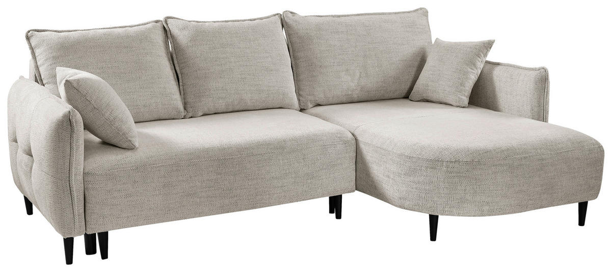 ECKSOFA in Struktur Creme  - Creme/Schwarz, Design, Holz/Textil (244/165cm) - MID.YOU