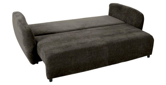 SCHLAFSOFA mit Liegefunktion, Schlafen auf Sitzhöhe, Rücken echt Flachgewebe Dunkelgrau - Dunkelgrau/Schwarz, KONVENTIONELL, Kunststoff/Textil (250/74/108cm) - Carryhome