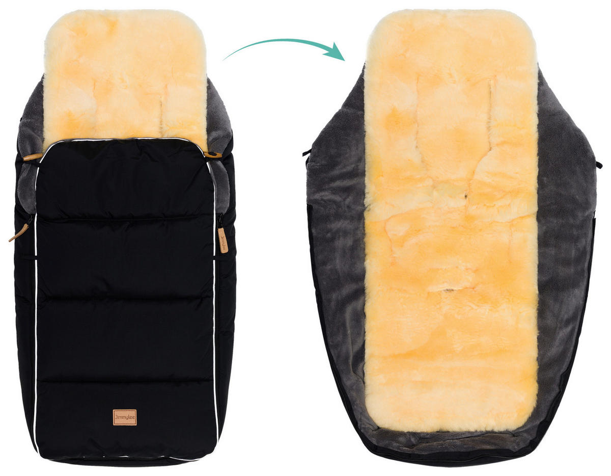 BUGGY-FUSSSACK Fluffy  - Schwarz, Trend, Leder/Textil (50/100cm) - Jimmylee
