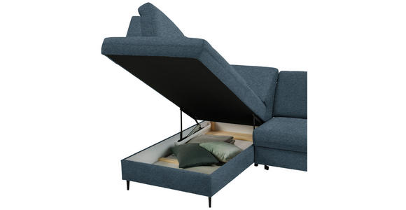 ECKSOFA in Chenille Blau  - Blau/Schwarz, MODERN, Holz/Textil (184/241cm) - Carryhome