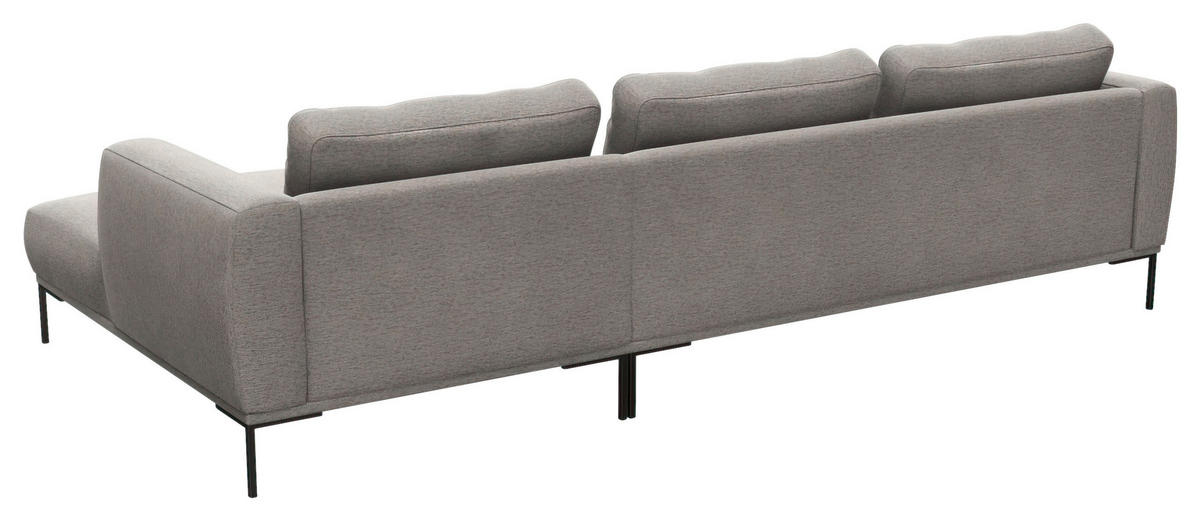 ECKSOFA Grau Webstoff, Flachgewebe  - Schwarz/Grau, Design, Textil/Metall (303/148cm) - Livetastic
