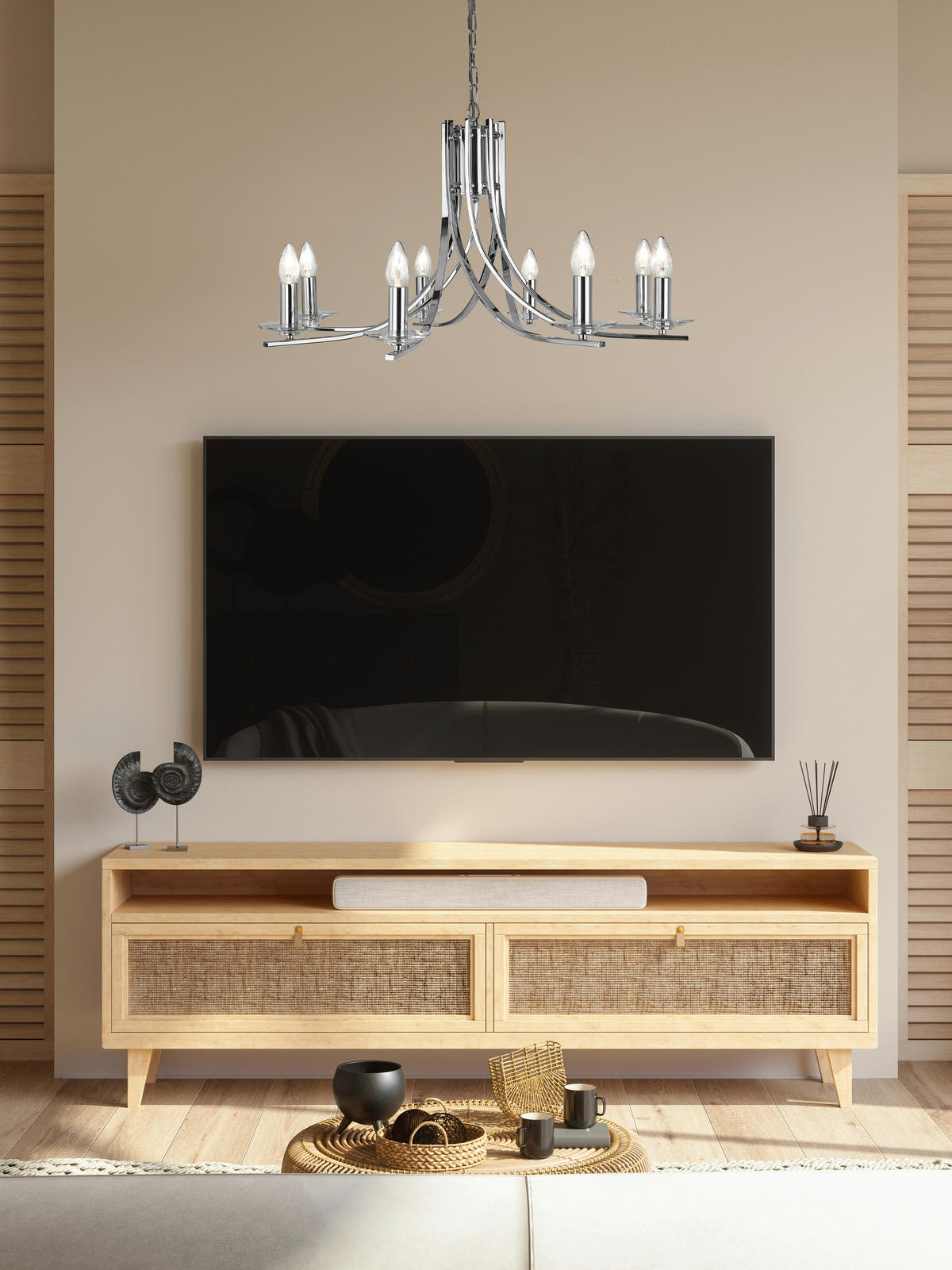 KRONLEUCHTER Ascona 75/145 cm  - Chromfarben, KONVENTIONELL, Glas/Metall (75/145cm) - Searchlight