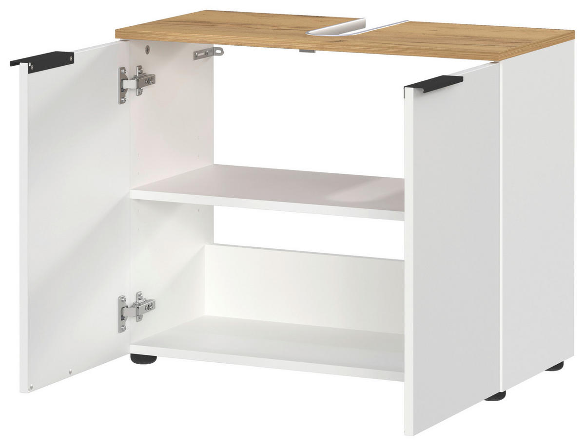 BADEZIMMER 3-teilig  in 130 cm  - Eichefarben/Schwarz, MODERN, Holzwerkstoff/Kunststoff (130cm) - Germania