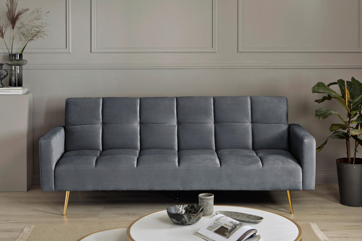 SCHLAFSOFA Grau, Platinfarben  - Platinfarben/Goldfarben, MODERN, Holz/Textil (213/84/84cm) - Livetastic