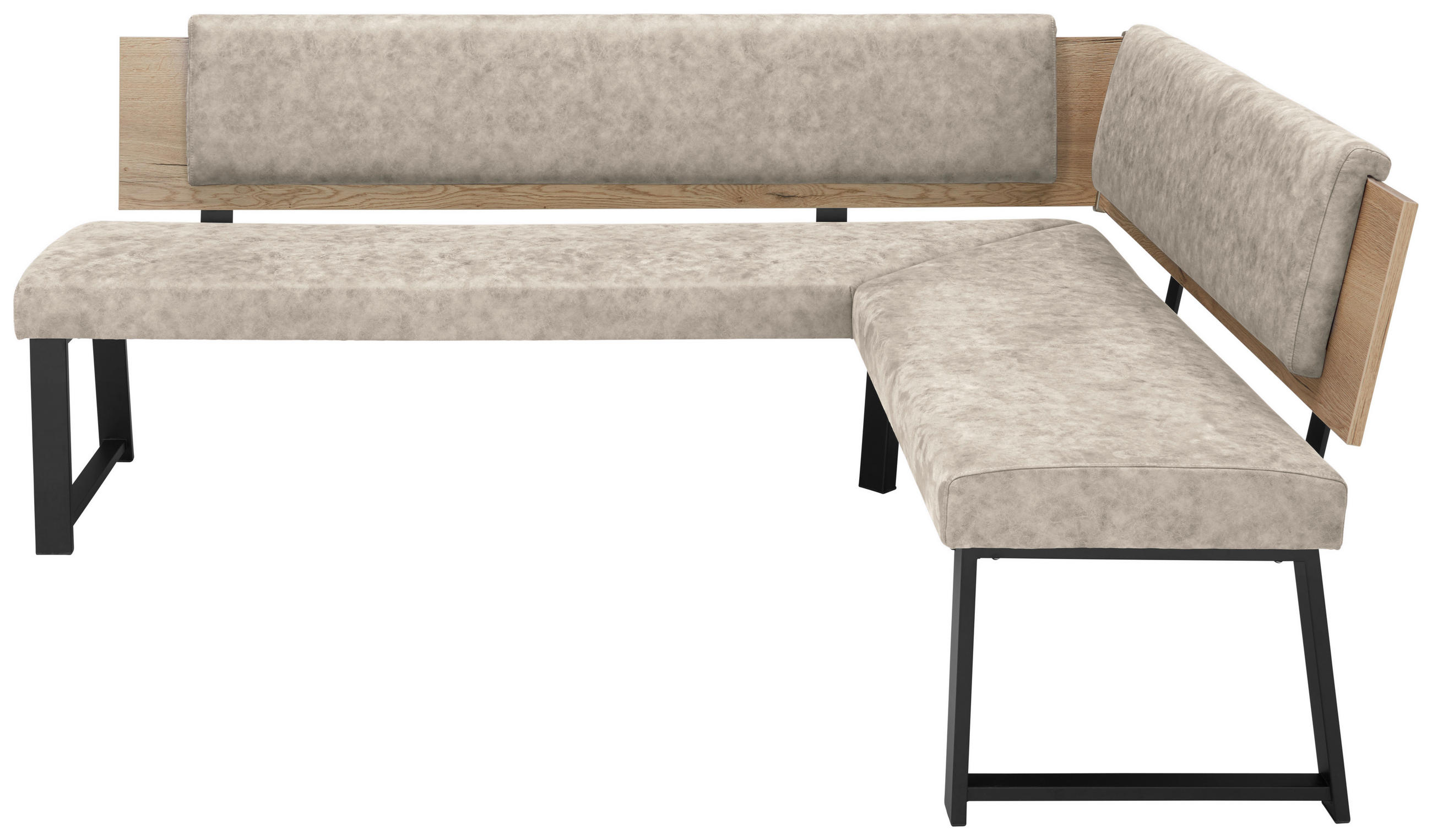 ECKBANK 200/160 cm  in Naturfarben  - Schwarz/Naturfarben, MODERN, Holzwerkstoff/Textil (200/160cm) - Venda