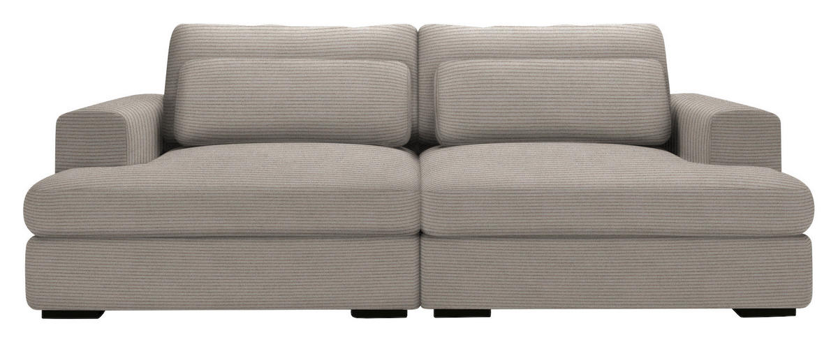 BIGSOFA in Cord Taupe  - Taupe/Schwarz, Design, Textil (223/80/158cm) - Lomoco